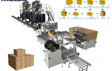 Automatic soft bag forming filling packing conveying and carton packaging line
